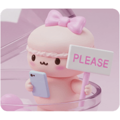 [LINEスタンプ] スマホを使っているマカロンちゃん(四角型) 