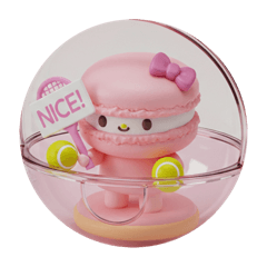 [LINEスタンプ] テニスをしているマカロンちゃん(丸型) 