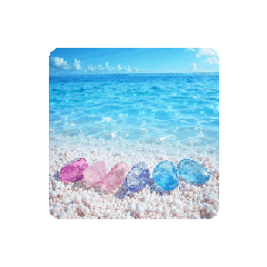 [LINEスタンプ] 癒しの澄んだ海.シーグラス.瓶.Healing sea