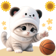 [LINEスタンプ] パンダ帽が可愛い猫 キュートな夏