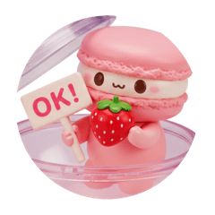 [LINEスタンプ] いちごとマカロンちゃん(丸型) 