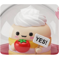 [LINEスタンプ] トマトホイップクリームケーキちゃん(四角) 