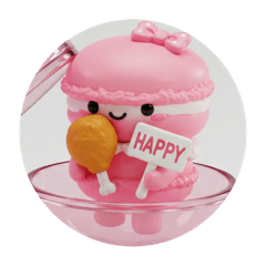 [LINEスタンプ] チキンを食べるマカロンちゃん(丸型) 