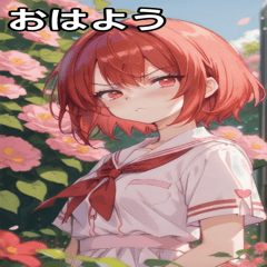 [LINEスタンプ] 赤髪ショートの拗ねた表情