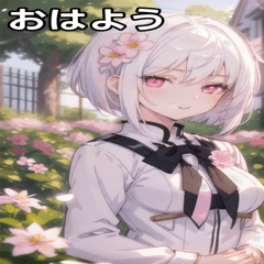 [LINEスタンプ] 白髪ウルフカットの自信に満ちた微笑