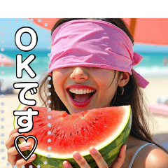 [LINEスタンプ] 夏スイカ割り♡お姉さん
