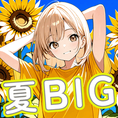 [LINEスタンプ] 可愛い金髪セミロング黄色女子夏スタンプ