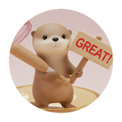 [LINEスタンプ] バッティングカワウソちゃん(丸型) 