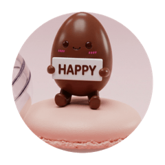 [LINEスタンプ] チョコたまごちゃんオンマカロン(丸型) 