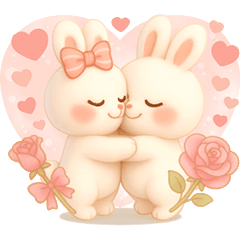 [LINEスタンプ] 3D風❤️らぶうさ❤️ふんわりらぶらぶ❤️