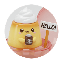 [LINEスタンプ] コーヒーを飲んでいるホイッププリン(丸型) 