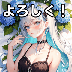 [LINEスタンプ] 【梅雨】紫陽花ガール