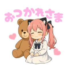 [LINEスタンプ] 毎日使える！ピンク髪の猫耳セーラーちゃん