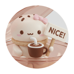 [LINEスタンプ] 白いカフェマカロンちゃん(丸型) 