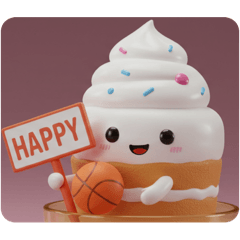 [LINEスタンプ] バスケケーキちゃん(四角型) 