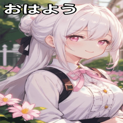[LINEスタンプ] 白髪アップスタイルの穏やかな微笑み