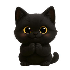 [LINEスタンプ] ぽっちゃりした大きな目の黒猫 （NT）