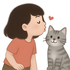 [LINEスタンプ] かわいい少女と猫 （NT）