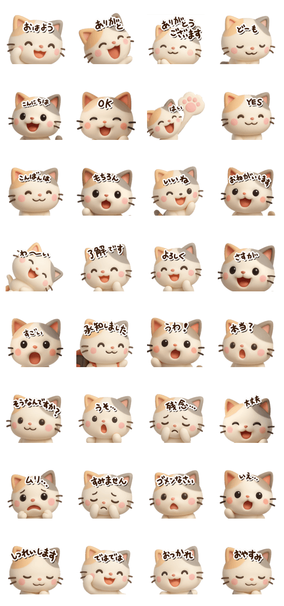 ちびミケ★3D【どアップ】のスタンプ詳細