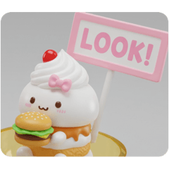 [LINEスタンプ] ハンバーガーを食べるケーキちゃん(四角型) 