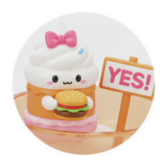 [LINEスタンプ] ハンバーガーを食べるケーキちゃん(丸型) 