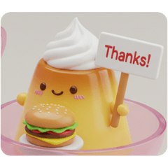 [LINEスタンプ] ハンバーガーを食べるプリンちゃん(四角型) 