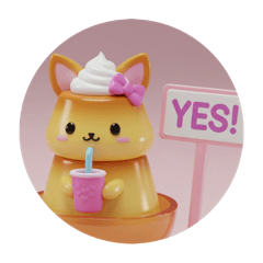[LINEスタンプ] きつね耳プリンちゃん(丸型) 