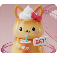 [LINEスタンプ] きつね耳プリンちゃん(四角型) 