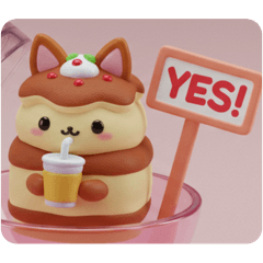 [LINEスタンプ] きつね耳ティラミスちゃん(四角型) 