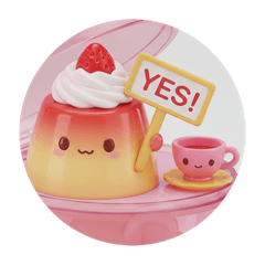 [LINEスタンプ] 赤面しているいちごプリンちゃん(丸型) 