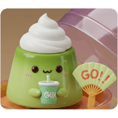 [LINEスタンプ] メロンでリラックス抹茶プリンちゃん(四角) 