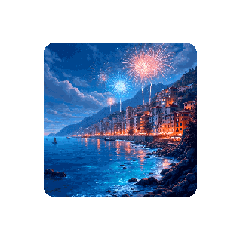 [LINEスタンプ] 打ち上げ花火と海.Fireworks and the sea