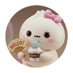 [LINEスタンプ] カフェタイム肉まんちゃん(丸型)