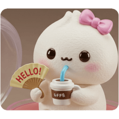 [LINEスタンプ] カフェタイム肉まんちゃん(四角型)