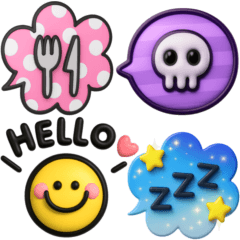 [LINEスタンプ] カラフル3D♡ひとこと吹き出し