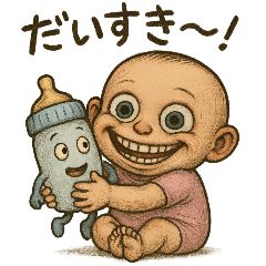 [LINEスタンプ] メヂカラ強めベビーと哺乳瓶の画像（メイン）