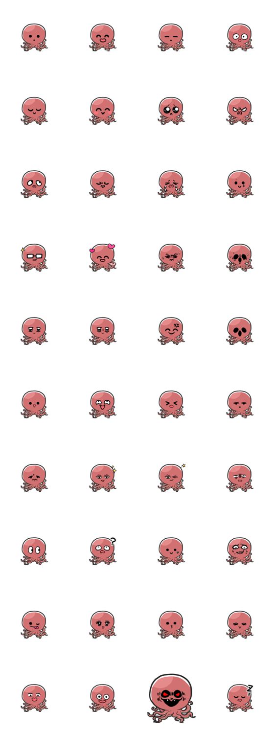 タコの表情のスタンプ詳細