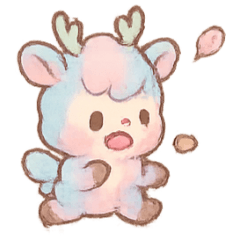 [LINEスタンプ] 綿あめシカのふわふわ雲パーク