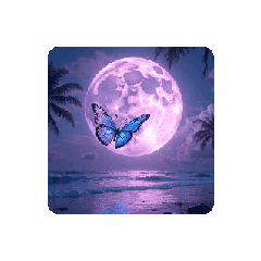 [LINEスタンプ] 蝶々と月と海.Butterfly, Moon and Sea