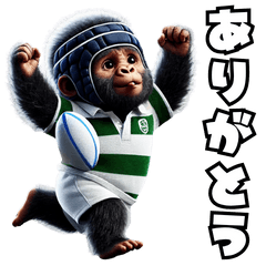 [LINEスタンプ] キッズゴリラ×ラグビー！3Dリアル