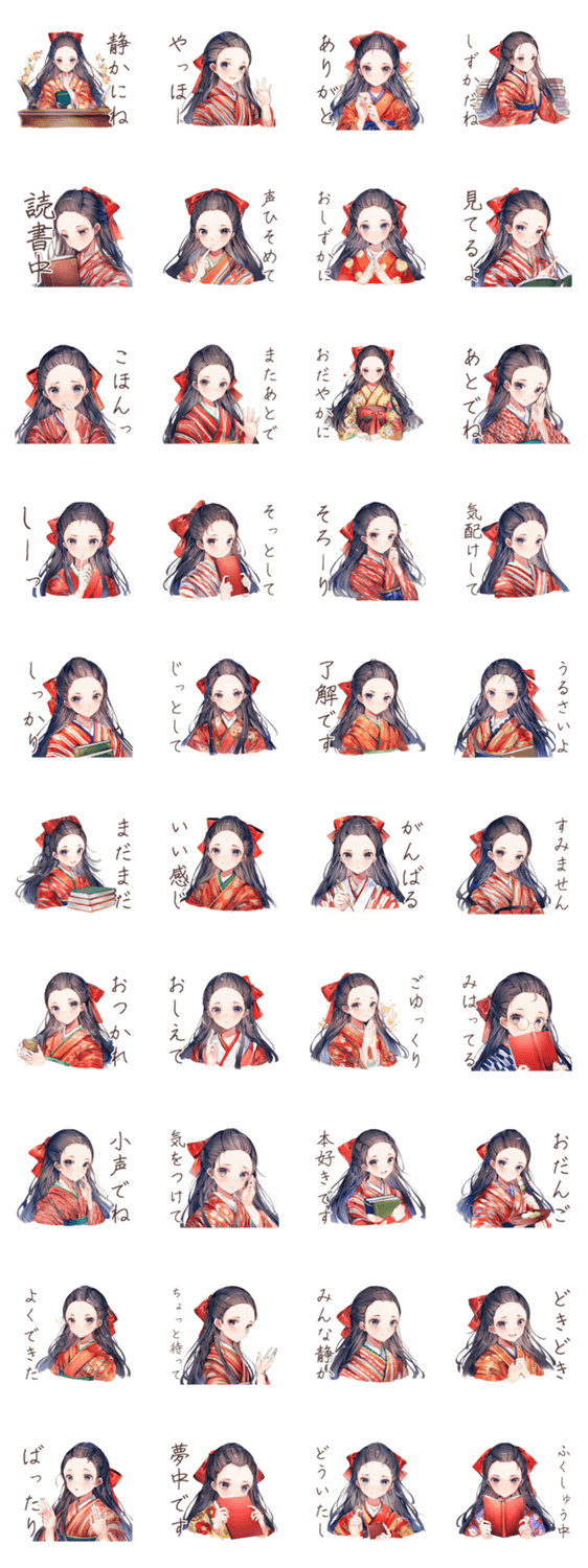 静かな図書館★大正女学生のスタンプ詳細