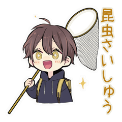 [LINEスタンプ] ちびパーカーくんの昆虫採集