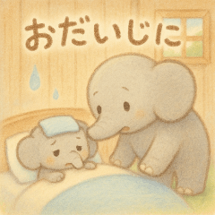 [LINEスタンプ] ほっこり象の親子