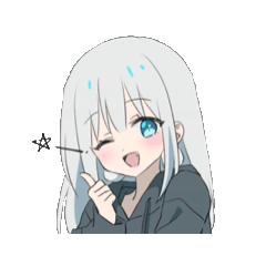 [LINEスタンプ] 動くパーカーの女の子(銀髪)