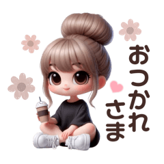 [LINEスタンプ] 毎日使える♡可愛いお団子ヘアの女の子
