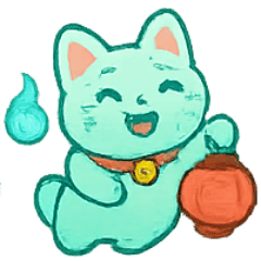 [LINEスタンプ] おばけ招き猫 提灯パレード