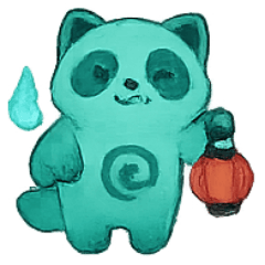 [LINEスタンプ] おばけタヌキ 提灯パレード