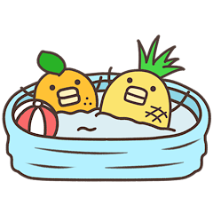[LINEスタンプ] くだものなかま（夏・梅雨スタンプ）