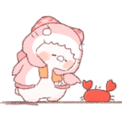 [LINEスタンプ] 【夏】サメ！パーカー動物5