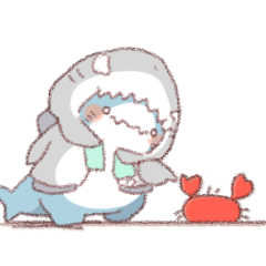 [LINEスタンプ] 【夏】サメ！パーカー動物7